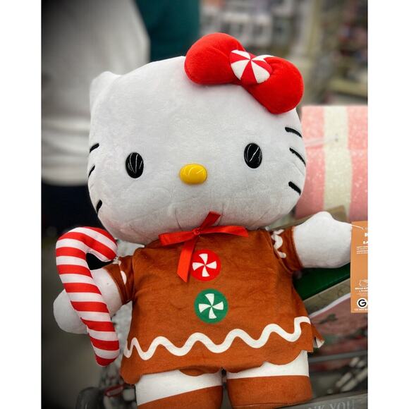 HELLO KITTY Gingerbread 16" Plush Greeter Sanrio 2024 Holiday Christmas Decor - Picture 2 of 7